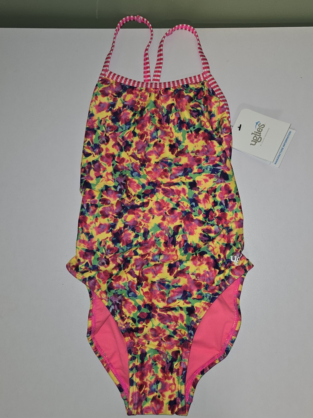 Girls' Pink Multi Floral One-Piece Swimsuit